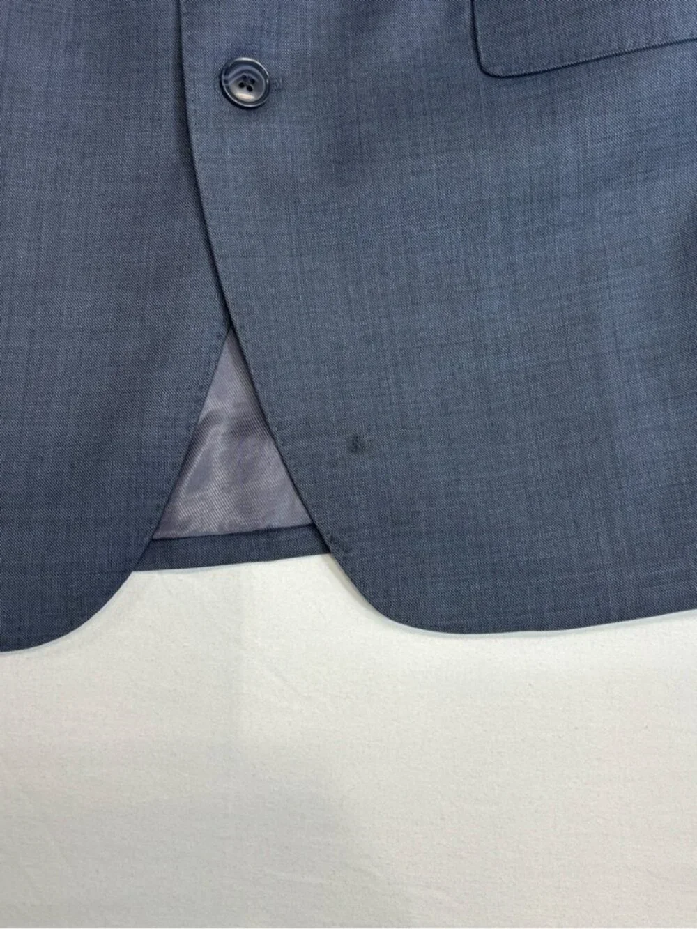 Saks Fifth Avenue Mens Trim Fit Slate Blue 100% Wool 2 Piece Suit Trousers Pants